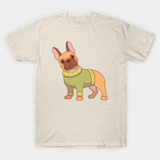 Frenchie in a green sweater T-Shirt